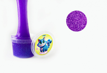 Слайм "Стекло" фиолетовый неон с блестками, 90 гр