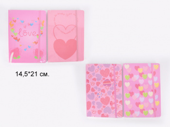 кц_Блокнот арт. WB-95429-G2 В твердой обложке "Сердца" 80 л., линия 145*209мм (16 шт.) шоубокс