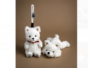 им Собака арт. 13812-209-2 Собака белая мохнатая брелок 18 см в пак.