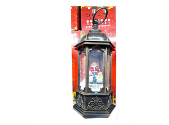 Фонарь Новогодний арт. 6E-502 "Дед Мороз и снеговики" с шариками на бат. свет, муз. USB в кор.