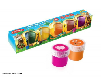 км_Краски пальчиковые арт. ПК06КР40 Creativiki 40 мл 6 цв.( 3 станд.+3 флуор.) 3+