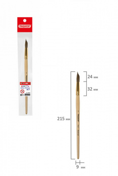 кс_Кисть арт. 200821 ПИФАГОР БЕЛКА круглая №7 дерев.лакиров.ручка, с колпачком, пакет с подвесом