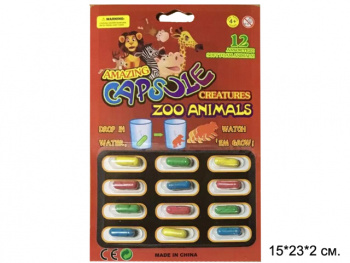 Игрушка растущая арт. HY1517-12" Дикие животные 12шт. на листе 23*15*2