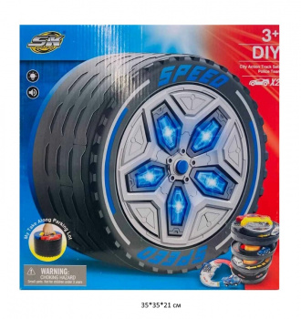 Парковка арт. SK-571JA "Колесо" трансформер свет, звук, спиральн. съезд в кор.~