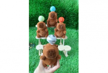 им Капибара арт. 240722-2 Брелок заводной цвета микс с мячом на голове в пак.)