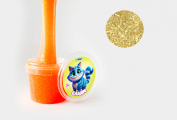 Слайм "Стекло" оранжевый неон с блестками, 90 гр