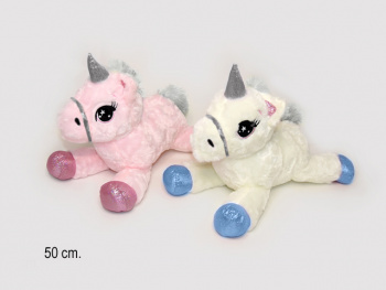 им Единорог арт. 4661/50 Пушистый лежит 2 цвета 50 см в пак.
