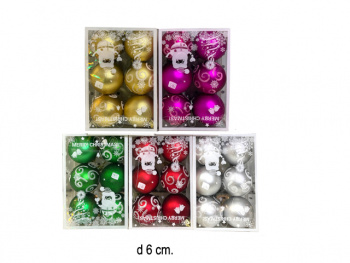 Шары арт. 190616-601 Набор 6 шт. d-6 см цвета микс в кор.