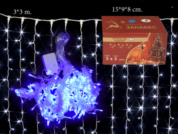 Гирлянда электр. арт. 313-33-501 Штора, синий свет, 3х3 м в кор. Гирлянда электр. арт. 313-33-501 Штора, синий свет, 3х3 м в кор.