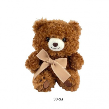 им Медведь арт. YE241125-23/250211-3-209/250221-3 Коричневый Мохнатый сидит с бантом 30 см в пак.)