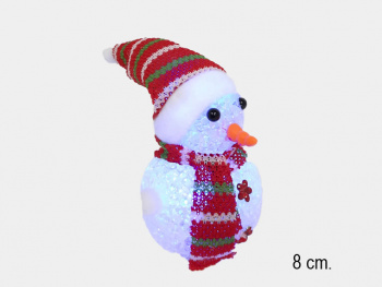 Снеговик арт. 66503-601 В колпаке и шарфе 8 см свет. (20 шт.) в пак.