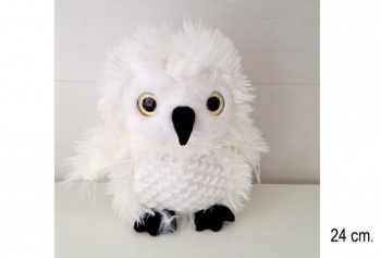 им Сова арт. 12835/24-209 Белая черные лапки и клюв 24 см в пак.