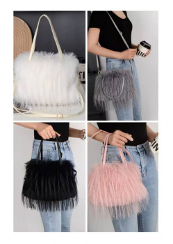 Сумка арт. 1214-209 Меховая цвета микс через плечо в пак.