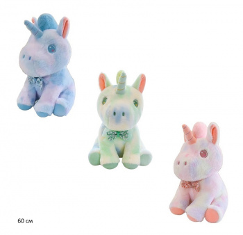 им Единорог арт. 1040-9-811 Радужный с бантом-бабочкой цвета микс 60 см в пак.