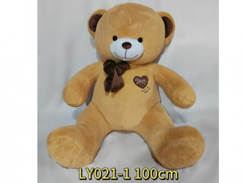им Медведь арт. LY021-1 Коричневый с сердцем 100 см в пак._