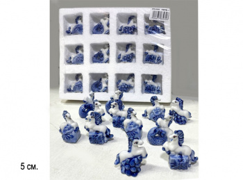 Фигурка фарфоровая арт. W2032-601 Лошадь бело-синяя ассорти 5 см 1шт. в пак. (12 шт.) упаковка