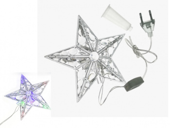 Верхушка электр. арт. ZF20J/502057-502 Звезда прозрачная 22*22 см в пак.