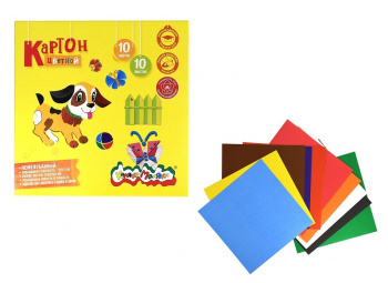 км_Картон цв. арт. КЦКМ10/200 10 цв. 10 л. А5 Каляка-Маляка 200х200 мм в папке