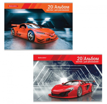 кс_Альбом для рисования арт. 105604 А4 20 л. скоба, облож.картон BRAUBERG 202х285мм "Автомир" 2 вида