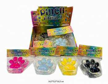 Антистресс арт. A001 Лапка мальтоза прозрачная цвета микс (8 шт.) шоубокс•