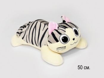 им Кошка арт. YE80822-18/90915-7 Полосатая лежит 50 см в пак.) им Кошка арт. YE80822-18/90915-7 Полосатая лежит 50 см в пак.)