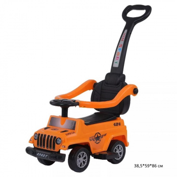 Толокар арт. 906-3 каталка с родительской ручкой, ограничителями свет, звук ОРАНЖЕВЫЙ в кор.60*29*29