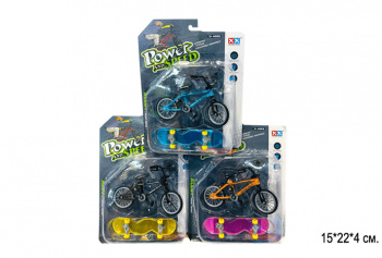 Скейтик арт. 55020-5 Пальчиковый с велосипедом на листе• /240 шт./ Скейтик арт. 55020-5 Пальчиковый с велосипедом на листе• /240 шт./