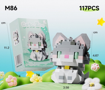 Конструктор арт. M86-802 Микро Кот серый 117 дет. в кор.