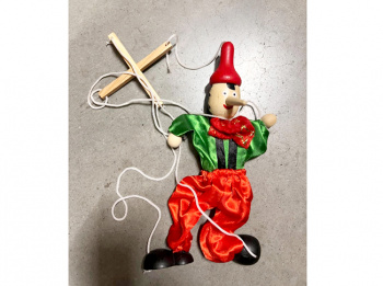 Деревянная игрушка арт. 92-49 Клоун кукла марионетка в пак._