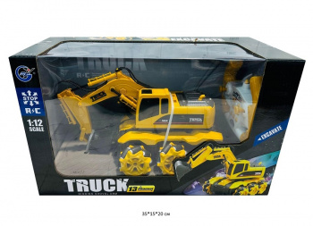 Экскаватор на р/у арт. 599D-8 Колесный спецтехника дым в кор.• Экскаватор на р/у арт. 599D-8 Колесный спецтехника дым в кор.•