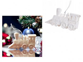 Игрушка-подвеска арт. 25DH22-502 "Паровоз" белый с золотом в пак. Набор 12 шт. в упак.