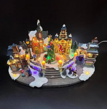 Сувенир Новогодний арт. H506-2-601 "Городская елка" свет 37*20 см в кор.