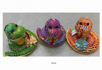 им Змея арт. 24810-14 Цвета микс с цветком на присоске 10 см в пак.)