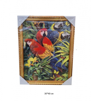 Картина объемная арт. 502842 Попугаи 3D в пак. Картина объемная арт. 502842 Попугаи 3D в пак.