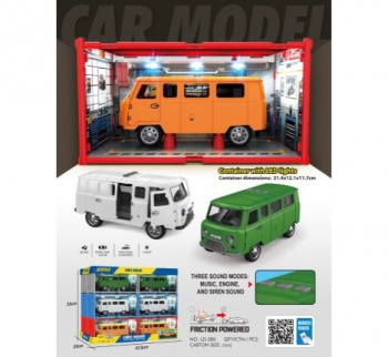 Машина инерц. арт. LD-2BX-805 УАЗ Буханка свет, звук, дым 1 шт. в кор. (12 шт.) шоубокс