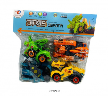 Машина констр. арт. RL589-33D Дино Набор 4 шт. в пак.• Машина констр. арт. RL589-33D Дино Набор 4 шт. в пак.•