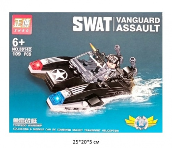 Конструктор арт. 8014D Катер Спецназ 109 дет. в кор.•