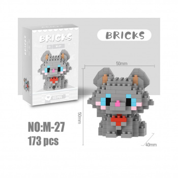 Конструктор арт. M-27-805 Микро Кошка серая 173 дет. в кор.|