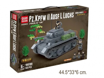 Конструктор арт. 100100 Немецкий легкий Танк "Рысь" 503 дет. в кор._•/36 шт./
