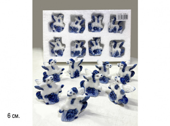 Фигурка фарфоровая арт. W2045-601 Лошадь с крыльями бело-синяя ассорти 6 см 1шт. в пак. (8шт.) упак.