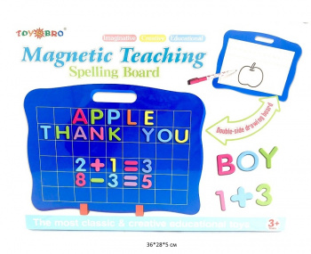 Доска для рисования арт. EC32 Двусторонняя с магнит. буквами, цифрами в кор._
