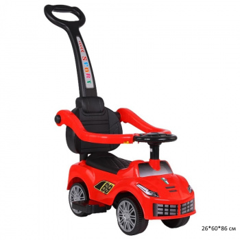 Толокар арт. 902-1 Каталка с родительской ручкой, ограничителями свет, звук КРАСНЫЙ в кор. 58*29*29