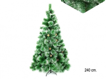 Елка 240 см арт. 2034-601-240 Зеленая пушистая №15 со снегом, шишками в кор.