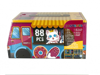 кц_Набор для рисования арт. DQC26011 В коробке-фургоне 88 предмет в пак.